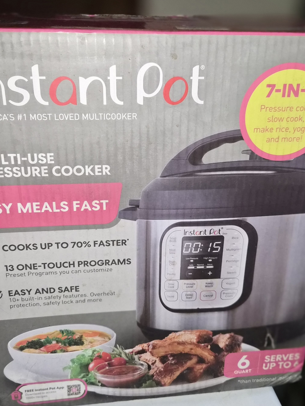 Instant Pot 6-Quart Multi-Use Pressure Cooker — Stainless Steel / Black
